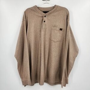 Riggs Workwear Wrangler Long Sleeve Henley T-shirt Mens Size XXL Khaki
